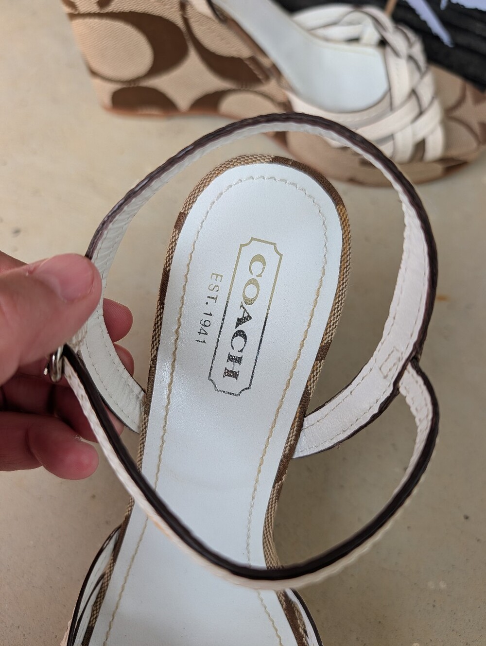 🍁 Vintage Y2K Coach Rose Genuine Leather Signature Canvas Braided Wedge Sandals - Picture 11 of 15